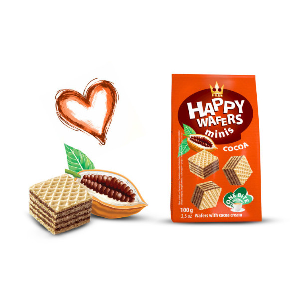 HAPPY WAFERS MINI CACAO 100GR